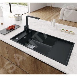 Franke Fresno - Évier en Fragranite FSG 611-88, 88x50 cm, noir mat 114.0651.012