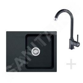 Franke Colonnes - Kit de cuisine T29, évier en tectonite OID 611-62, noir + robinet FP 9900, noir 114.0366.037