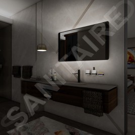 Nimco Miroirs - Miroir avec éclairage LED, 1200x650 mm, capteur tactile, aluminium/noir ZPC 42006V-90