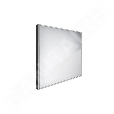 Nimco Miroirs - Miroir avec éclairage LED, 700x700 mm, aluminium/noir ZPC 13077-90