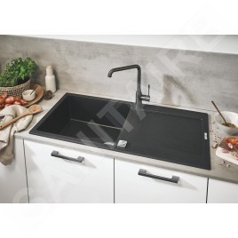 Grohe Éviers - Évier composite K500 avec garniture de vidage automatique, 1000x500 mm, noir granite 31645AP0