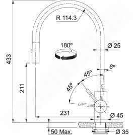 Franke Eos Neo - Mitigeur d'évier FC 0045.503 avec douchette extractible, anthracite 115.0628.256