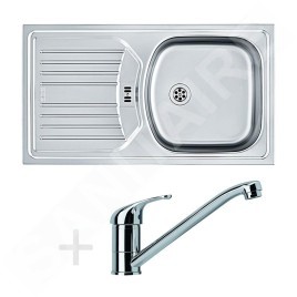 Franke Colonnes - Set de cuisine N48, évier en inox  ETN 614 6/4" NOVA + robinet  FB 250, chrome 101.0366.097