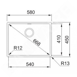 Franke Box - Évier en inox BXX 210/110-54, 580 x 450 mm, siphon 127.0395.015