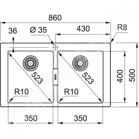 Franke Sirius 2.0 - Évier en tectonite S2D 620-86, 860x500 mm, noir 143.0637.161
