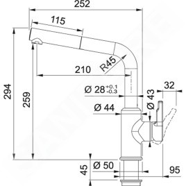 Franke Urban - Mitigeur d'évier FP 5083.031 avec douchette extractible, chrome 115.0595.083