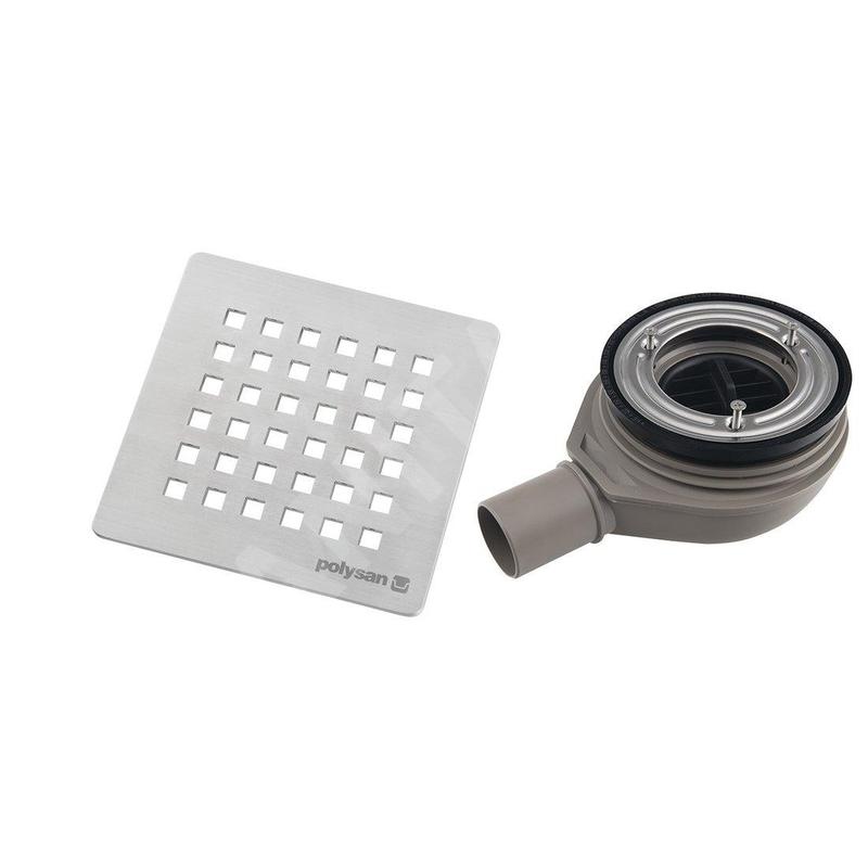 Polysan Flexia - Siphon de receveur Geberit, diamètre 90 mm, DN40, cache bonde en inox 17731