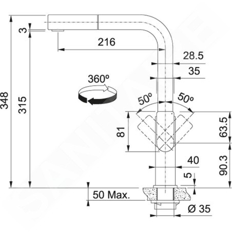 Franke Mythos - Mitigeur d’évier FC 7853 avec embout extractible, inox 115.0547.853