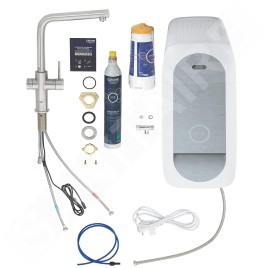 Grohe Blue Home - Mitigeur d’évier avec unité réfrigérante et filtration, supersteel 31454DC1