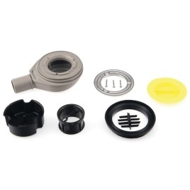 Polysan Flexia - Siphon de receveur Geberit, diamètre 90 mm, DN40, cache bonde en inox 17731