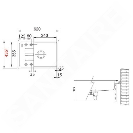 Franke Malta - Évier en fragranit BSG 611-62, 620x435 mm, noir mat 114.0661.515