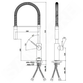 Paffoni Light - Robinetterie d’évier Professional avec bras flexible, noir mat LIG179NONO