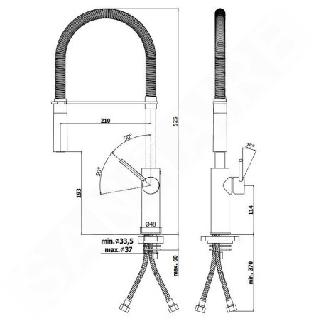Paffoni Light - Robinetterie d’évier Professional avec bras flexible, noir mat LIG179NONO