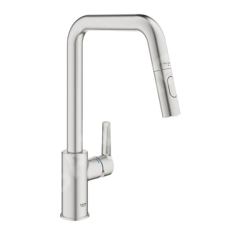 Grohe QuickFix Start - Mitigeur d'évier avec douchette extractible, supersteel 30631DC0