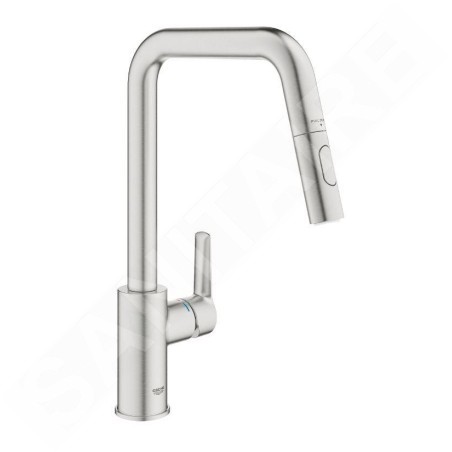 Grohe QuickFix Start - Mitigeur d'évier avec douchette extractible, supersteel 30631DC0