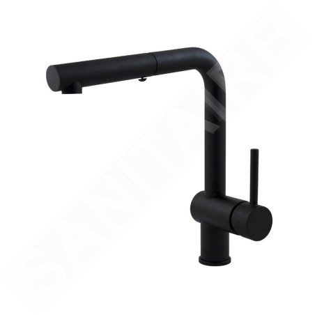 Paffoni Light - Robinetterie d’évier avec douchette extractible, noir mat LIG285NO-MET