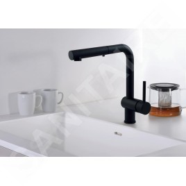 Paffoni Light - Robinetterie d’évier avec douchette extractible, noir mat LIG285NO-MET