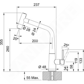 Franke Icon - Mitigeur d'évier FG 5188.031 avec douchette extractible, chrome 115.0625.188