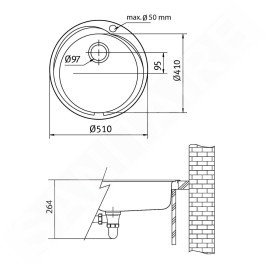 Franke Rondo - Évier en inox RON 610-41, diamètre 510 mm 101.0684.383