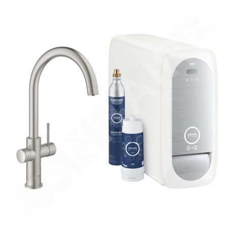 Grohe Blue Home - Mitigeur d’évier, avec unité réfrigérante et filtration, supersteel 31455DC1