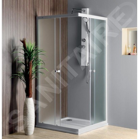 Aqualine Cabines de douche - Cabine de douche carrée, 800x800 mm, verre dépoli Brick BTQ800