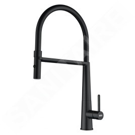 Franke Icon - Mitigeur d'évier FG 0598.901 avec bras flexible et douchette, noir mat 115.0690.598