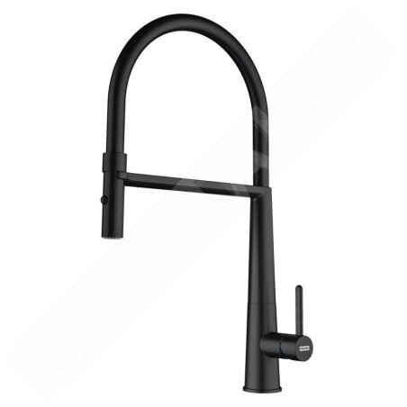 Franke Icon - Mitigeur d'évier FG 0598.901 avec bras flexible et douchette, noir mat 115.0690.598