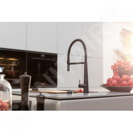 Franke Icon - Mitigeur d'évier FG 0598.901 avec bras flexible et douchette, noir mat 115.0690.598