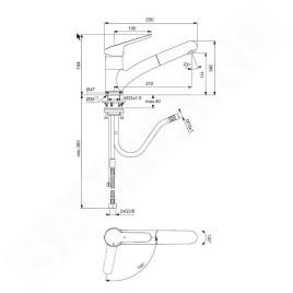 Ideal Standard CeraFlex - Mitigeur d’évier avec douchette extractible, BlueStart, chrome BC143AA