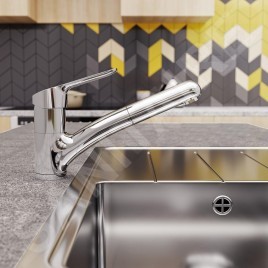 Ideal Standard CeraFlex - Mitigeur d’évier avec douchette extractible, BlueStart, chrome BC143AA