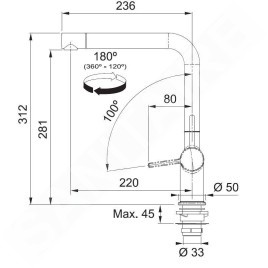 Franke Active - Mitigeur d'évier FN 5350.149, avec commande de vidage, inox 115.0653.504