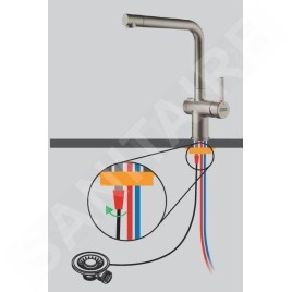 Franke Active - Mitigeur d'évier FN 5350.149, avec commande de vidage, inox 115.0653.504