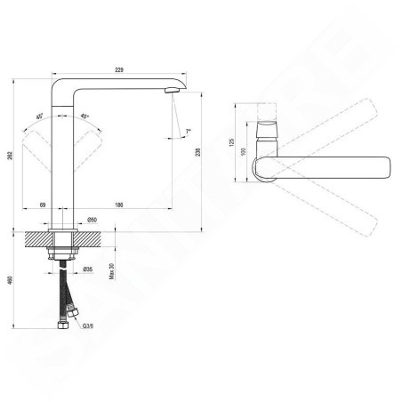 Ravak Flat - Mitigeur de lavabo, noir mat X070174