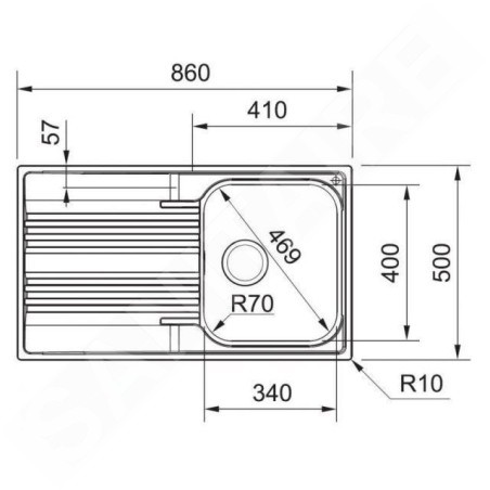 Franke Smart - Évier en inox SRX 611-86, 860 x 500 mm, siphon 101.0395.016