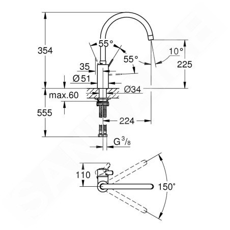 Grohe Eurosmart Cosmopolitan - Mitigeur d'évier 3284320E