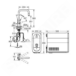 Grohe Blue Home - Mitigeur d’évier Connected, avec unité réfrigérante et filtration, supersteel 31543DC0