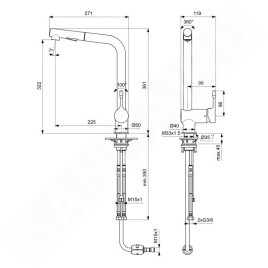Ideal Standard Ceralook - Mitigeur d'évier avec douchette extractible, BlueStart, chrome BC178AA