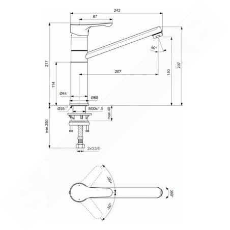 Ideal Standard Alpha - Mitigeur d'évier, chrome BC813AA