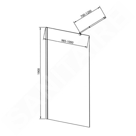 Aqualine Walk-In - Paroi de douche 1000x1900 mm, verre clair WI101