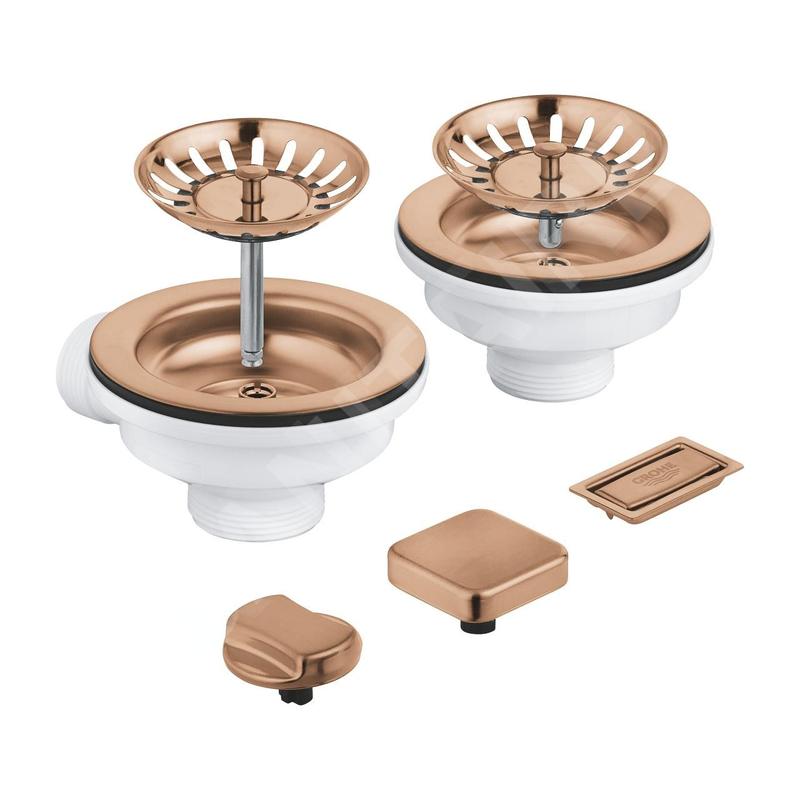Grohe Accessoires - Kit de vidage pour évier double, Warm Sunset brossé 40998DL0