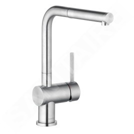 Kludi L Steel - Mitigeur d'évier avec bec extractible, inox brossé 45851F877
