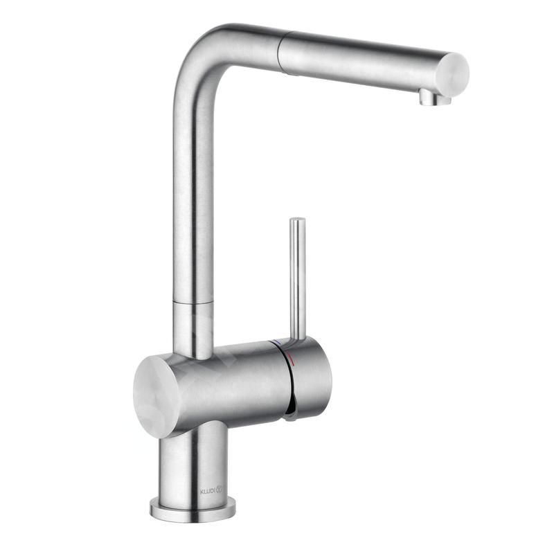 Kludi L Steel - Mitigeur d'évier avec bec extractible, inox brossé 45851F877