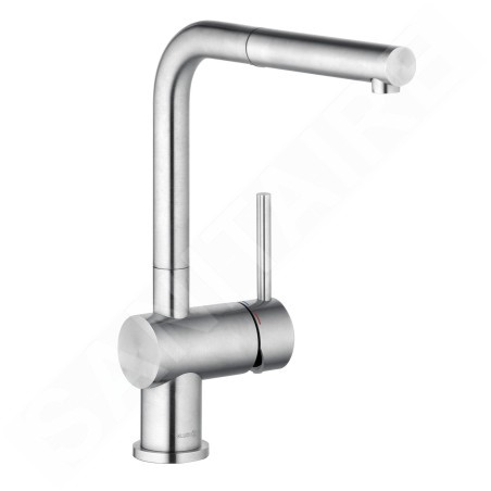 Kludi L Steel - Mitigeur d'évier avec bec extractible, inox brossé 45851F877