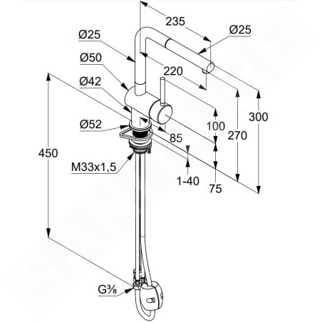 Kludi L Steel - Mitigeur d'évier avec bec extractible, inox brossé 45851F877
