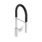 Ideal Standard Gusto - Mitigeur d'évier avec bras flexible et douchette extractible, chrome / noir BD417AA