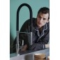 Ideal Standard Gusto - Mitigeur d'évier avec bras flexible et douchette extractible, chrome / noir BD417AA