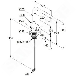Kludi L Steel - Mitigeur d´'évier, inox brossé 45803F877