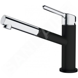 Franke Orbit - Mitigeur d'évier FC 3055.901 avec bec extractible, chrome / noir mat 115.0659.965