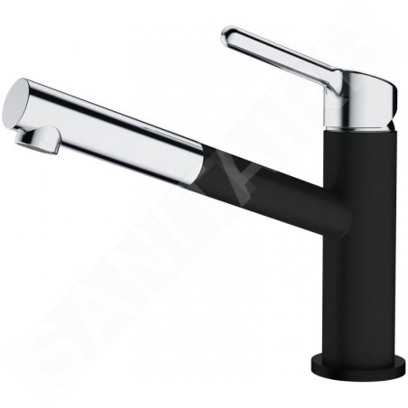 Franke Orbit - Mitigeur d'évier FC 3055.901 avec bec extractible, chrome / noir mat 115.0659.965