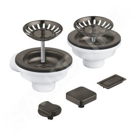 Grohe Accessoires - Kit de vidage pour évier double, Hard Graphite brossé 40998AL0
